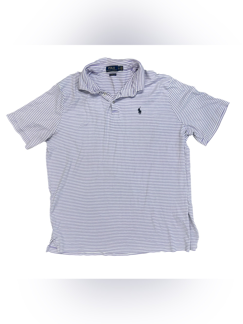Men’s XL white and purple striped polo Ralph Lauren shirt
